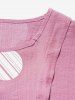 Plus Size Geometric Stirped Plaid Print Round Neck Short Sleeve T Shirt -  