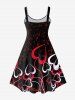 Plus Size Heart Printed Open Back A Line Dress -  