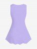 Plus Size Floral Printed Contrast Lace Panel Tank Top -  