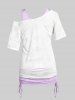 Plus Size & Curve Skew Collar Textured T-shirt and Cinched Tank Top Set -  