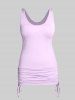 Plus Size & Curve Skew Collar Textured T-shirt and Cinched Tank Top Set -  
