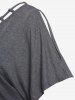 Plus Size Batwing Sleeves Hollow Out Twist Keyhole T-shirt -  