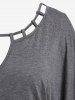 Plus Size Batwing Sleeves Hollow Out Twist Keyhole T-shirt -  