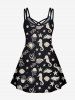 Plus Size Crisscross Marine Life Printed A Line Dress -  