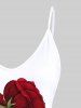 Plus Size Rose Print Cami Top (Adjustable Straps) -  
