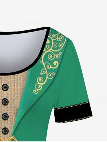 Plus Size Irish Costume 3D Print Checked Leprechaun Dress Saint Patrick's Day