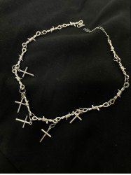 Gothic Hip Hop Thorn Cross Pendant Necklace -  