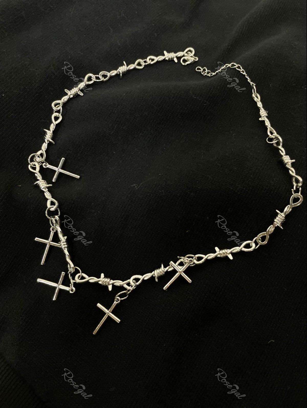 Fashion Gothic Hip Hop Thorn Cross Pendant Necklace  