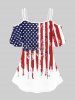 Gothic Patriotic American Flag Skull Print Cold Shoulder Top -  