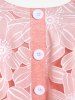 Haut Chapelet avec Imprimé Floral et Boutons Grande-Taille - Rose clair L | US 12