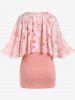 Haut Chapelet avec Imprimé Floral et Boutons Grande-Taille - Rose clair L | US 12