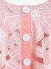 Haut Chapelet avec Imprimé Floral et Boutons Grande-Taille - Rose clair 3X | US 22-24