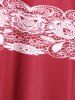 Robe Plongeante Anneau en O Imprimée à Taille Empire de Grande Taille - Rouge L