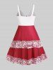 Plus Size Plunge O Ring Printed Empire Waist Dress -  