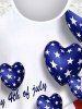 Plus Size 3D Heart American Flag Printed Lace Panel Patriotic Tank Top -  