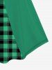 Robe Moulante Hauteur Genoux à Imprimé Carreaux 3D pour Fête Des Mères Grande-Taille - Vert 2X | US 18-20
