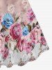Robe Trapèze Imprimée Florale sans Manches Grande Taille - Rose clair 5x | US 30-32