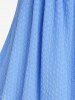Plus Size O-ring Halter Flutter Sleeves Texture T-shirt - Bleu M | US 10