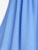 Plus Size O-ring Halter Flutter Sleeves Texture T-shirt - Bleu 2X | US 18-20