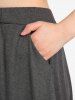 Plus Size Tie Pocket Pull On A Line Midi Skirt -  