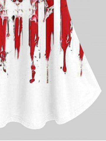 Gothic American Flag Skull Print Cold Shoulder Top and Patriotic American Flag Print Leggings Outfit