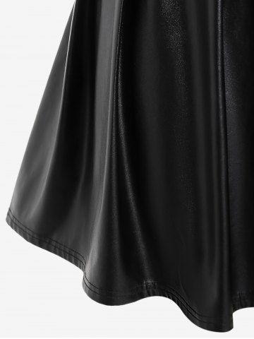 Gothic D-rings Faux Leather Pleated Mini Skirt