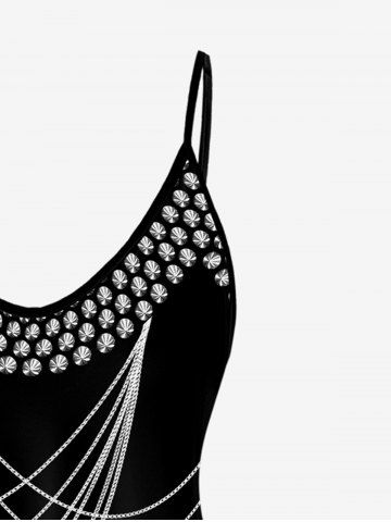 Gothic 3D Chain Rivets Print Cami Top (Adjustable Straps)