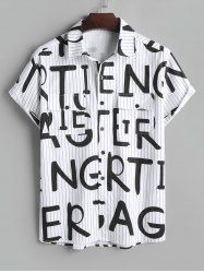 Pocket Letter Pinstriped Short Sleeve Shirt -  