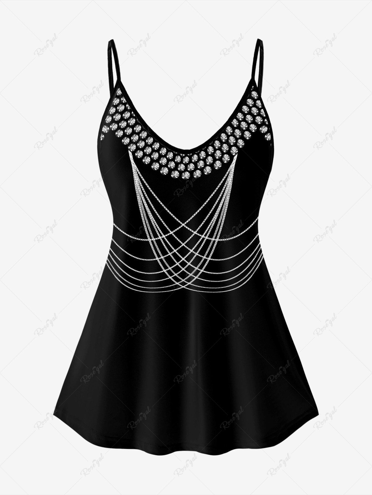 Chic Gothic 3D Chain Rivets Print Cami Top (Adjustable Straps)  