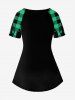 Plaid Paint Drop Blobs Printed Tee and Capri Leggings Plus Size Summer Matching Set -  
