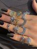 11 Pièces Bagues Visage Lune et Etoile Style Vintage - Multi 