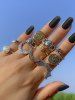 11 Pièces Bagues Visage Lune et Etoile Style Vintage - Multi 