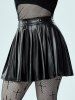 Gothic D-rings Faux Leather Pleated Mini Skirt -  