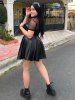 Gothic D-rings Faux Leather Pleated Mini Skirt -  