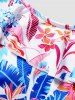 Colored Allover Leaf Flower Print One Shoulder Ruffle Padded Beach One-piece Swimsuit -  