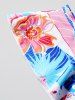 Colored Allover Leaf Flower Print One Shoulder Ruffle Padded Beach One-piece Swimsuit -  