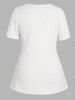 Plus Size Sheer Lace Panel Textured Mock Button Asymmetric Tee -  