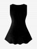 Plus Size Lace Panel Patriotic American Flag Rose Print Tank Top -  