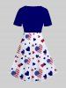 Plus Size Patriotic Heart American Flag Printed A Line Vintage Dress -  