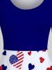 Plus Size Patriotic Heart American Flag Printed A Line Vintage Dress -  