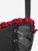 Plus Size Ruffles Lace-up Mesh Panel Backless Lingerie Babydoll Set -  