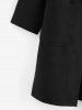 Manteau Tunique Patch avec Poche de Grande Taille à Col Châle - Noir 1X