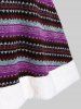 Robe à Capuche en Tricot Contrastée Motif Géométrique de Grande Taille à Ourlet Fourré - Pourpre  2X | US 18-20