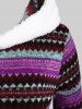 Robe à Capuche en Tricot Contrastée Motif Géométrique de Grande Taille à Ourlet Fourré - Pourpre  2X | US 18-20