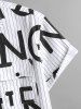 Pocket Letter Pinstriped Short Sleeve Shirt -  