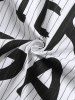Pocket Letter Pinstriped Short Sleeve Shirt -  