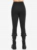 Gothic Rivets PU Leather Straps Skinny Pants -  