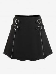 Plus Size Zippers Heart-ring Mini A Line Skirt -  