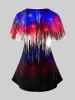 3D Sparkles Light Beam Printed Twofer Tee and Leggings Plus Size Summer Matching Set -  