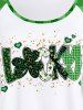 T-shirt Chic Lettre Graphique à Carreaux de Grande Taille avec Nœud Papillon - Vert 